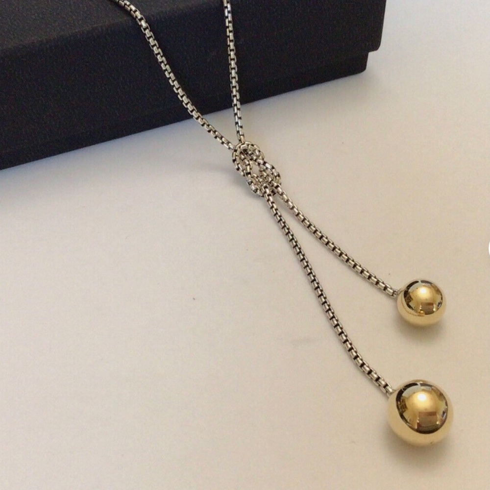 David Yurman Solari Knot Collection 
Gold Dome and Diamonds Pendant Necklace NWT
